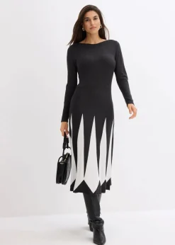 Damen bonprix Bekleidung·Pullover & Strickjacken|Kleider|Strickkleid im Rautendesign