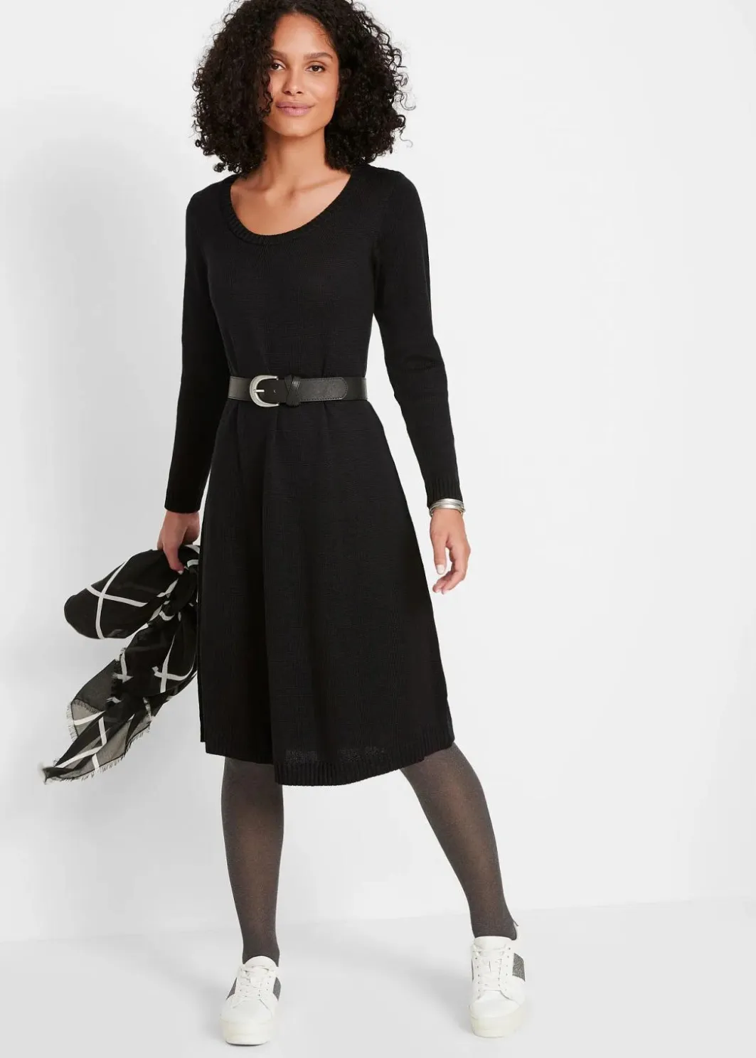Damen bonprix Kleider|Basics|Strickkleid in ausgestellter Form