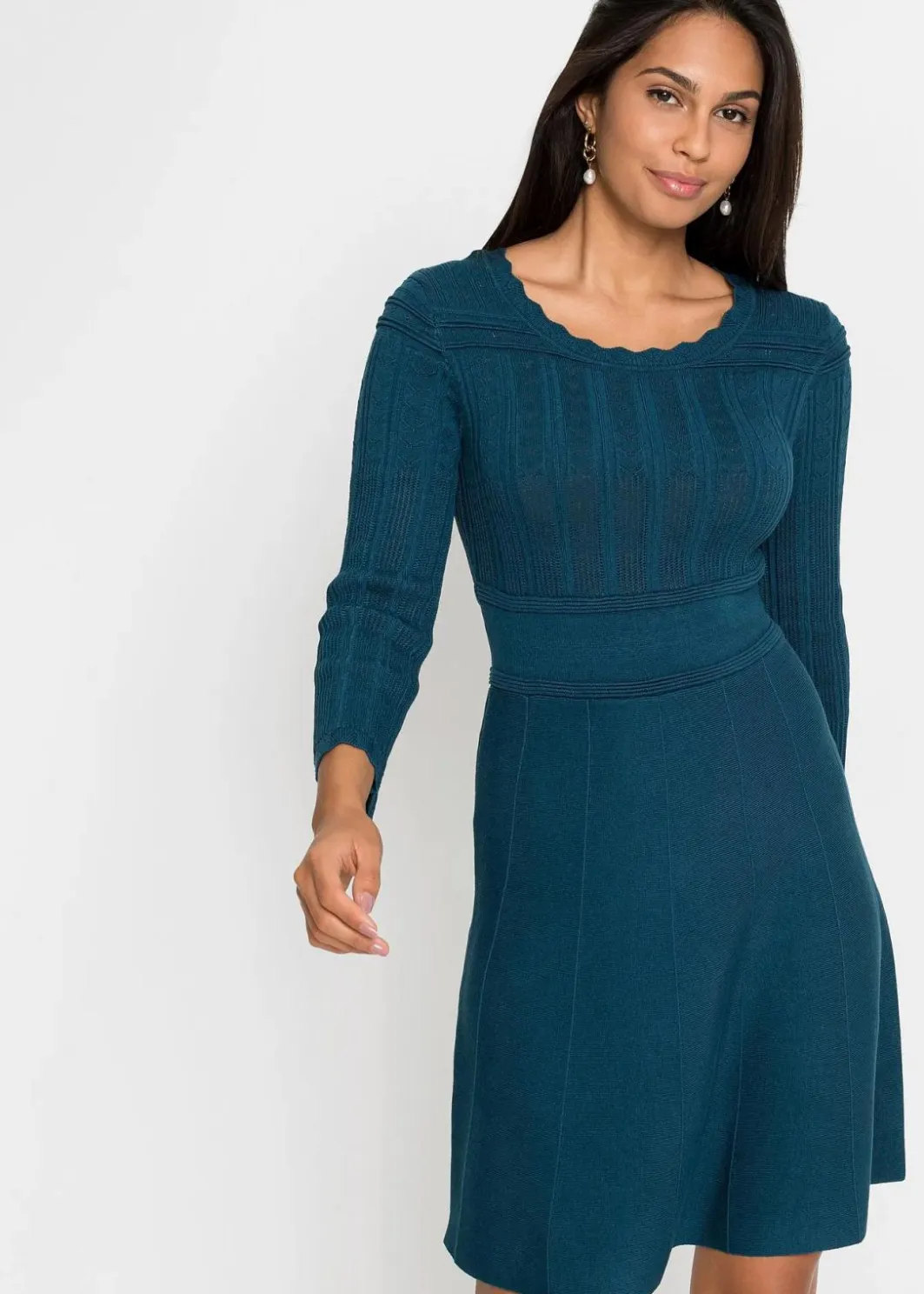 Hot Strickkleid mit Ajourmuster Damen Bekleidung·Umstandsmode|Strickmode