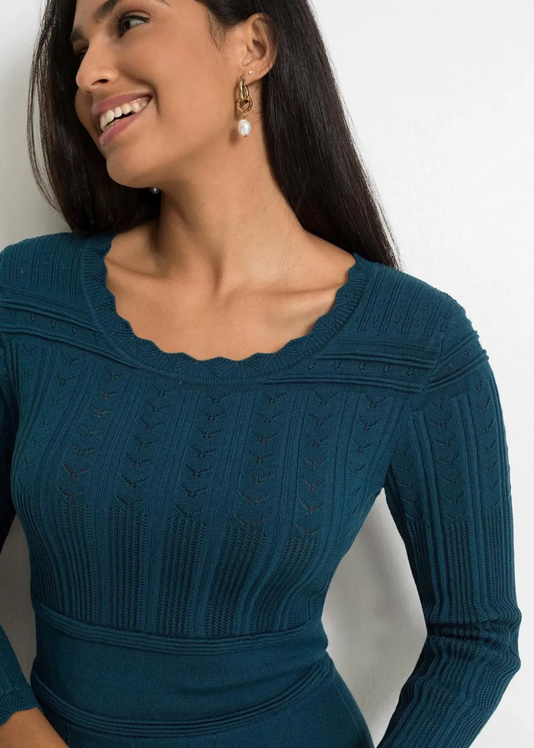 Hot Strickkleid mit Ajourmuster Damen Bekleidung·Umstandsmode|Strickmode