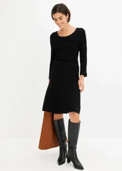 Damen bonprix Bekleidung·Umstandsmode|Strickmode|Strickkleid mit Ajourmuster