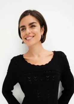 Damen bonprix Bekleidung·Umstandsmode|Strickmode|Strickkleid mit Ajourmuster