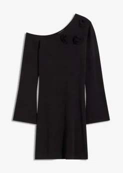 Damen bonprix Strickmode|Kleider|Strickkleid mit Blumen-Applikation