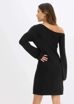 Damen bonprix Strickmode|Kleider|Strickkleid mit Blumen-Applikation