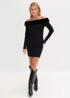Outlet Strickkleid mit Fellimitat-Besatz Damen Bekleidung·Umstandsmode|Bekleidung·Pullover & Strickjacken