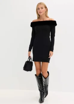 Outlet Strickkleid mit Fellimitat-Besatz Damen Bekleidung·Umstandsmode|Bekleidung·Pullover & Strickjacken