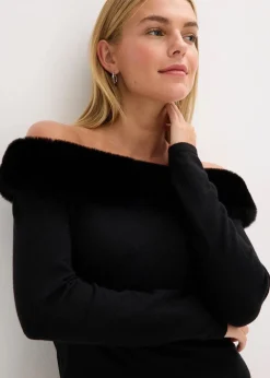 Outlet Strickkleid mit Fellimitat-Besatz Damen Bekleidung·Umstandsmode|Bekleidung·Pullover & Strickjacken