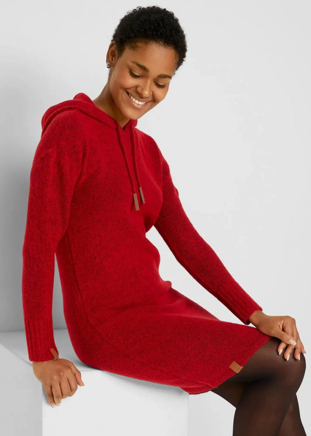 Sale Strickkleid mit Kapuze Damen Kleider|Strickmode