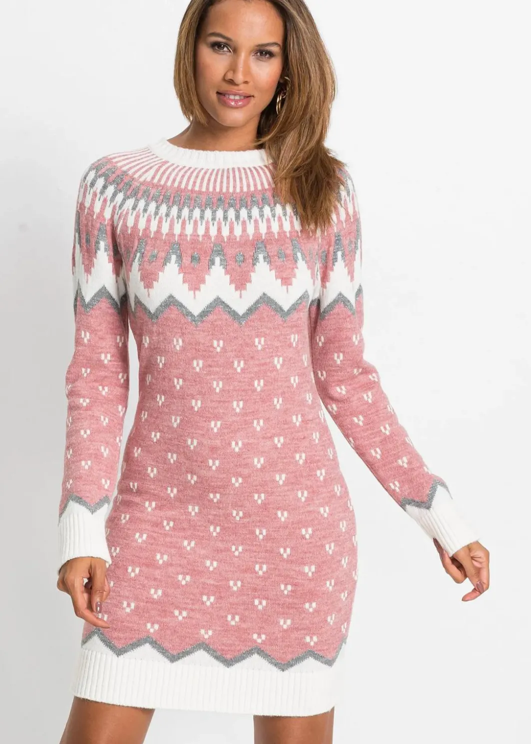 Hot Strickkleid mit Norwegermuster Damen Bekleidung·Umstandsmode|Strickmode
