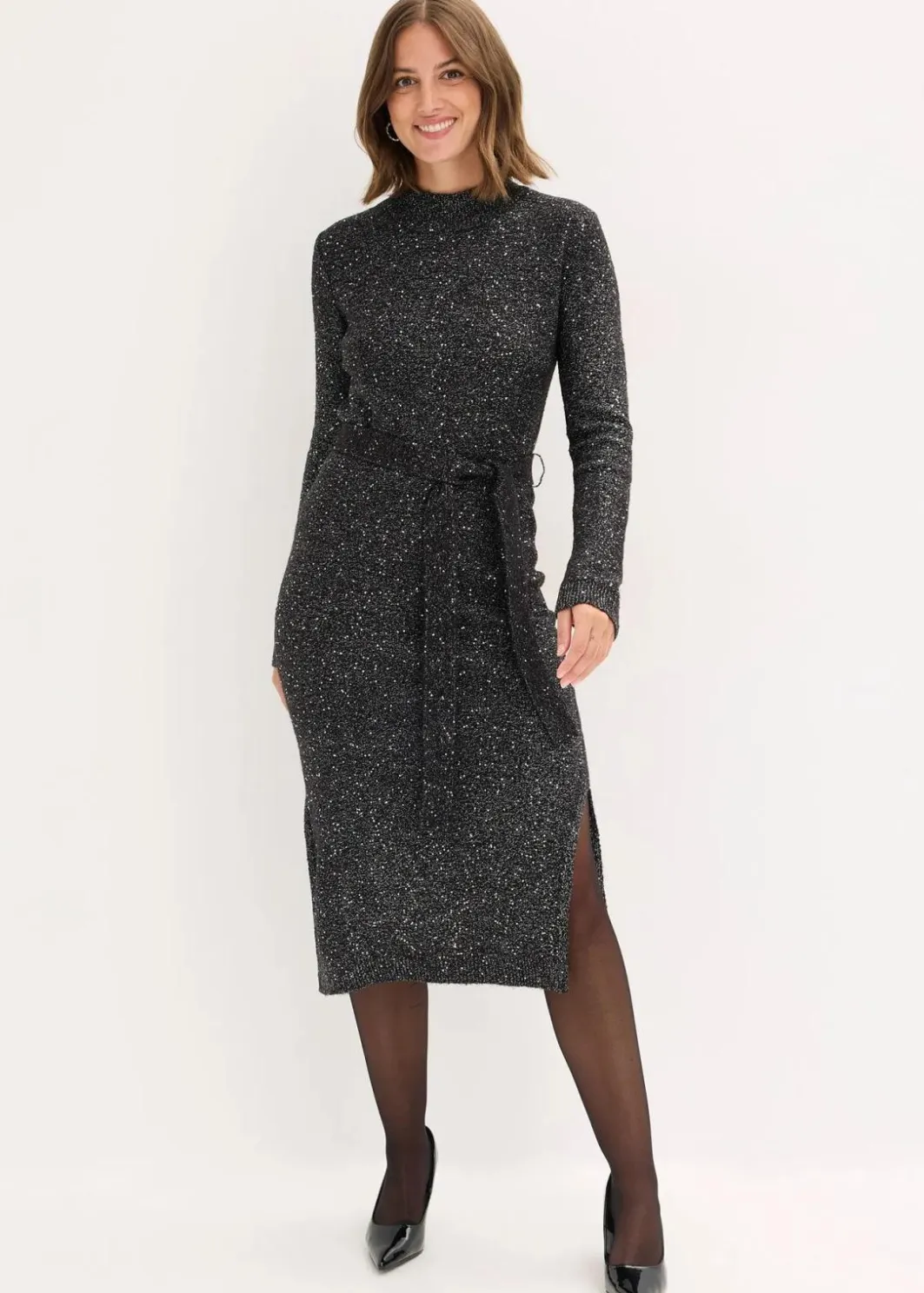 Damen bonprix Bekleidung·Umstandsmode|Bekleidung·Pullover & Strickjacken|Strickkleid mit Pailletten