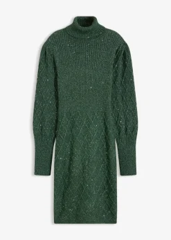 Damen bonprix Kleider|Strickmode|Strickkleid mit Pailletten