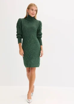 Damen bonprix Kleider|Strickmode|Strickkleid mit Pailletten