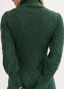 Damen bonprix Kleider|Strickmode|Strickkleid mit Pailletten