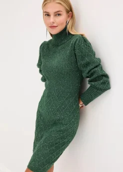 Damen bonprix Kleider|Strickmode|Strickkleid mit Pailletten