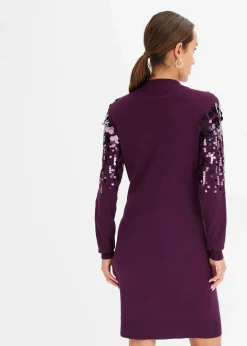 Damen bonprix Kleider|Strickmode|Strickkleid mit Pailletten