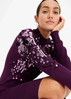 Damen bonprix Kleider|Strickmode|Strickkleid mit Pailletten