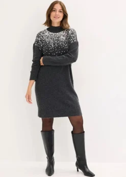 Damen bonprix Bekleidung·Umstandsmode|Bekleidung·Pullover & Strickjacken|Strickkleid mit Pailletten-Applikation