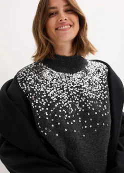 Damen bonprix Bekleidung·Umstandsmode|Bekleidung·Pullover & Strickjacken|Strickkleid mit Pailletten-Applikation