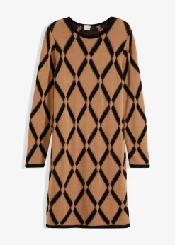 New Strickkleid mit Rautenmuster aus Federgarn Damen Bekleidung·Umstandsmode|Strickmode