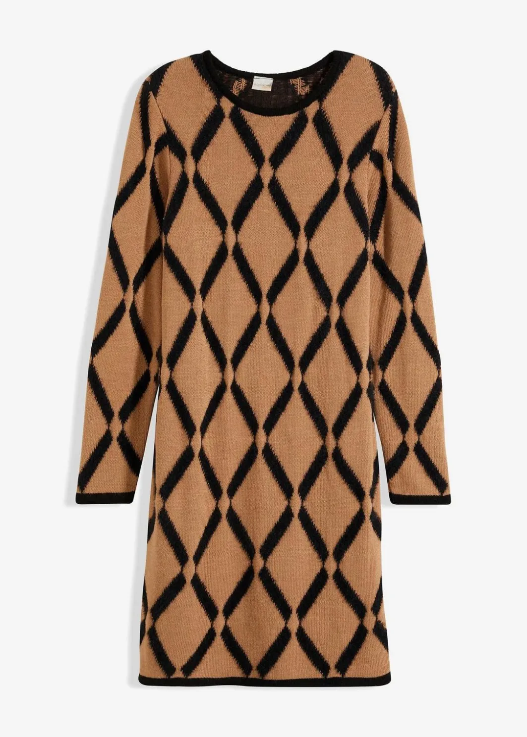 New Strickkleid mit Rautenmuster aus Federgarn Damen Bekleidung·Umstandsmode|Strickmode