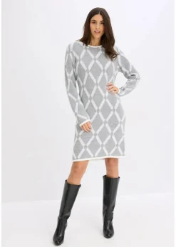 Best Strickkleid mit Rautenmuster aus Federgarn Damen Bekleidung·Umstandsmode|Strickmode