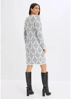 Best Strickkleid mit Rautenmuster aus Federgarn Damen Bekleidung·Umstandsmode|Strickmode