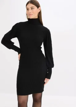 Damen bonprix Kleider|Strickmode|Strickkleid mit Rollkragen