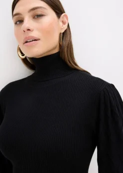 Damen bonprix Kleider|Strickmode|Strickkleid mit Rollkragen
