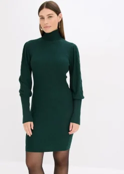 Damen bonprix Kleider|Strickmode|Strickkleid mit Rollkragen