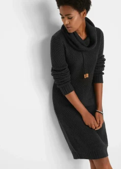 Damen bonprix Kleider|Strickmode|Strickkleid mit Schalkragen