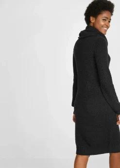 Damen bonprix Kleider|Strickmode|Strickkleid mit Schalkragen