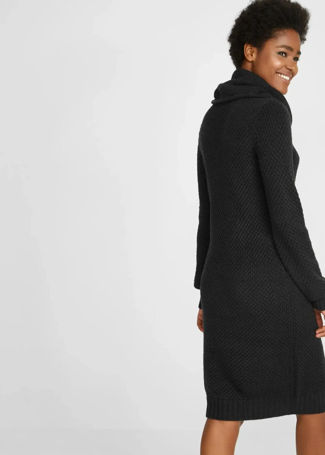 Damen bonprix Kleider|Strickmode|Strickkleid mit Schalkragen