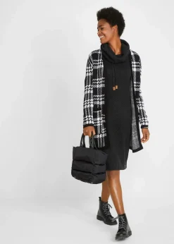 Damen bonprix Kleider|Strickmode|Strickkleid mit Schalkragen