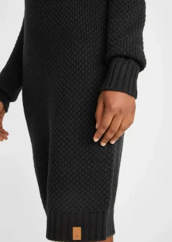 Damen bonprix Kleider|Strickmode|Strickkleid mit Schalkragen