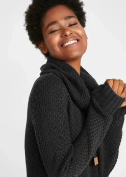 Damen bonprix Kleider|Strickmode|Strickkleid mit Schalkragen
