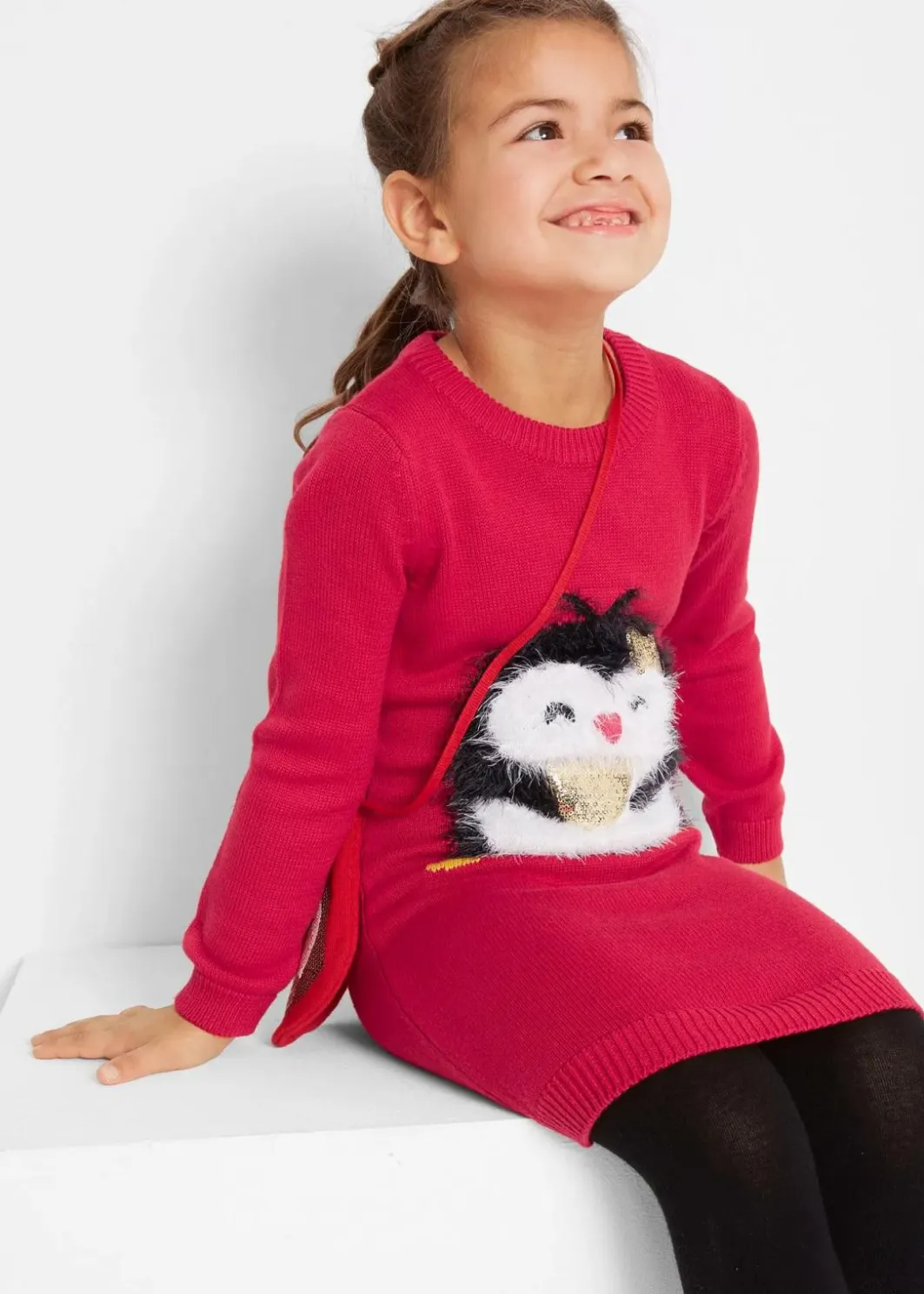 Kinder bonprix Mädchen 2-8 Jahre·Kleider & Röcke|Strickkleid mit Tasche (2-tlg.Set)