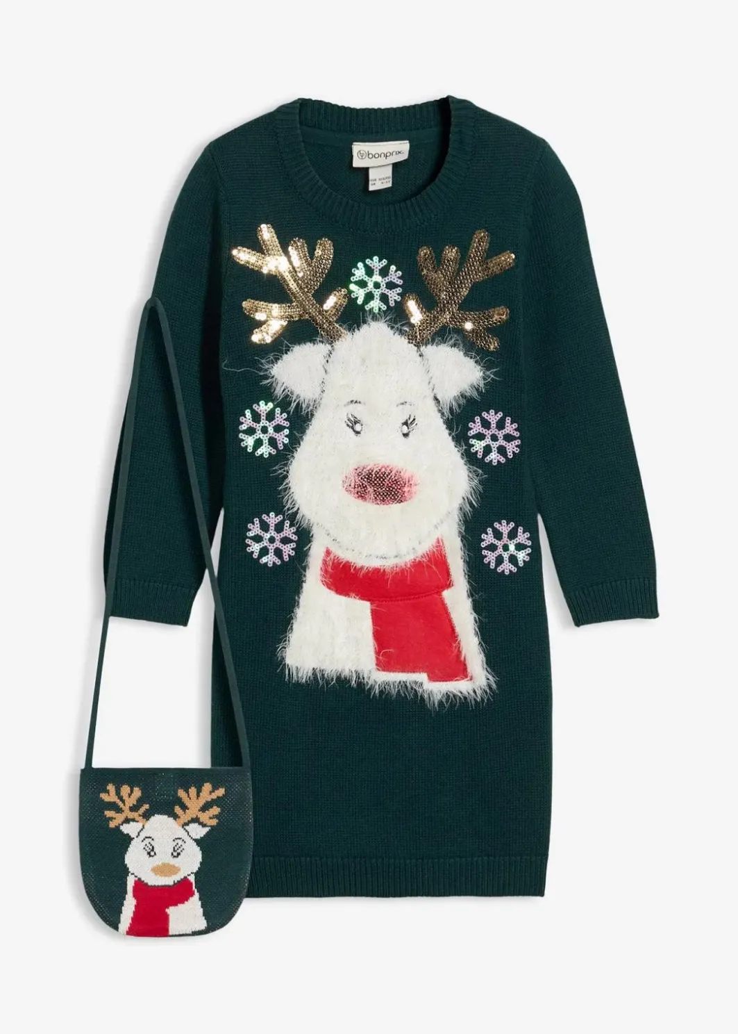 Kinder bonprix Mädchen 2-8 Jahre·Kleider & Röcke|Strickkleid mit Tasche (2-tlg.Set)