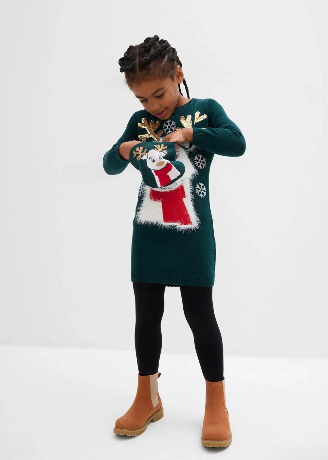 Kinder bonprix Mädchen 2-8 Jahre·Kleider & Röcke|Strickkleid mit Tasche (2-tlg.Set)