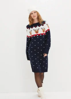 Damen bonprix Bekleidung·Umstandsmode|Strickmode|Strickkleid mit Weihnachtsmotiv