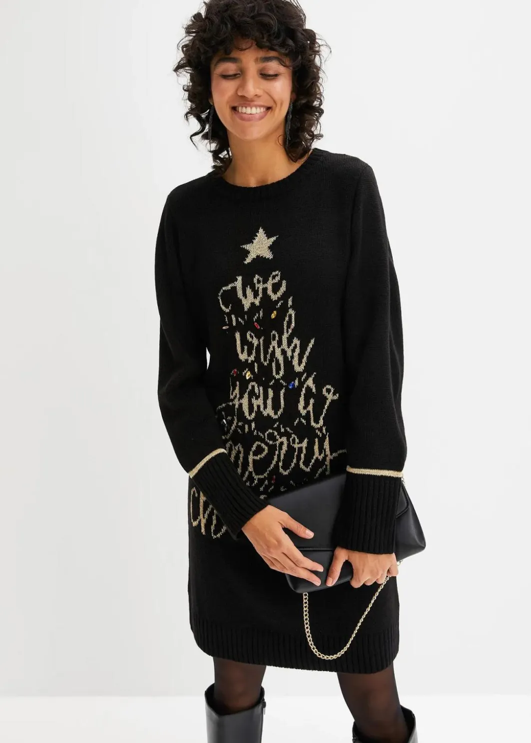 Damen bonprix Bekleidung·Umstandsmode|Bekleidung·Pullover & Strickjacken|Strickkleid mit Weihnachtsmotiv