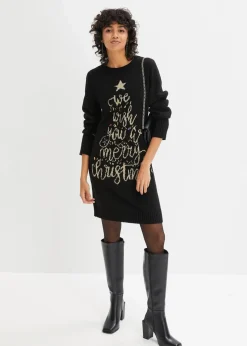 Damen bonprix Bekleidung·Umstandsmode|Bekleidung·Pullover & Strickjacken|Strickkleid mit Weihnachtsmotiv