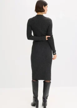 Damen bonprix Kleider|Strickmode|Strickkleid mit Wollanteil