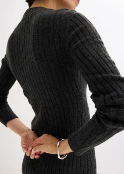 Damen bonprix Kleider|Strickmode|Strickkleid mit Wollanteil