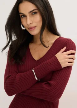 Damen bonprix Kleider|Jumpsuits|Strickkleid und Weste (2-tlg.Set)