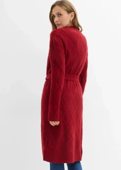 Damen bonprix Strickmode|Pullover & Strickjacken|Strickmantel aus Zopfstrick