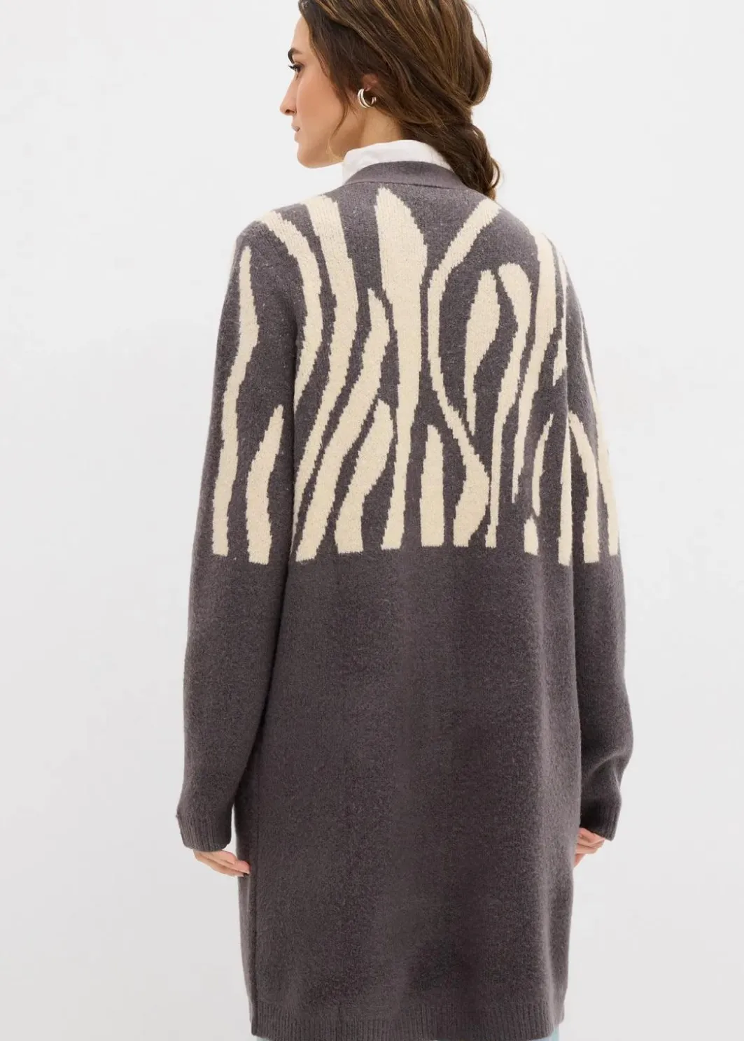 Damen bonprix Bekleidung·Umstandsmode|Bekleidung·Jeans|Strickmantel mit Zebra Druck