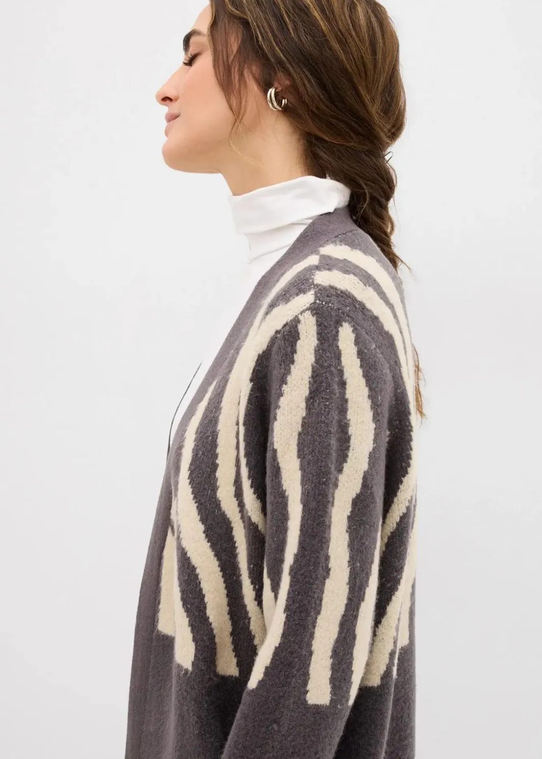 Damen bonprix Bekleidung·Umstandsmode|Bekleidung·Jeans|Strickmantel mit Zebra Druck