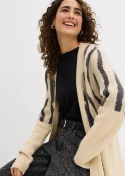 Strickmantel mit Zebra Druck Damen Pullover & Strickjacken|Bekleidung·Jeans