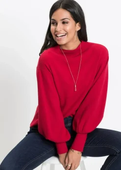 Damen bonprix Strickmode|Pullover & Strickjacken|Strickpullover mit Ballonärmeln