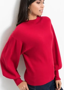 Damen bonprix Strickmode|Pullover & Strickjacken|Strickpullover mit Ballonärmeln